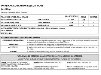 Long Jump Lesson Plan