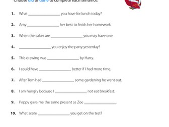KS2 English Worksheet - Using 'Did' and 'Done'