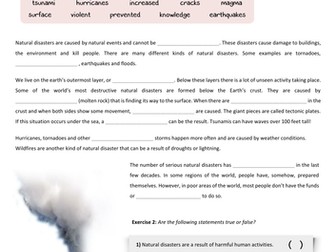 Natural disasters worksheet with answers picture