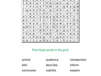 Wordsearch - Features of an article