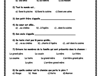 Ma famille video and worksheet