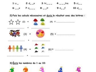 Chiffres du 1 au 10 worksheet and video