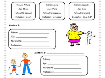 Questionnaire about Ma famille