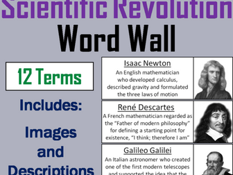 Scientific Revolution Word Wall Cards