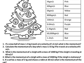 Christmas Physics Colour by Equation Worksheets