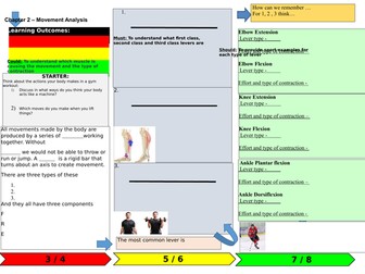 AQA GCSE PE  Chapter 2 - Movement analysis - Levers learning mat