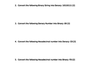 GCSE Computer Science Binary Test