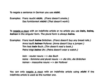 Nicht/kein/nichts - when to use what