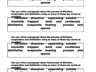 Separating Materials - Differentiated worksheets and video link