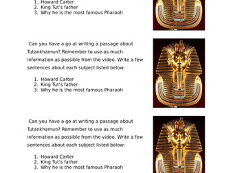 Tutunkhamun/ Ancient Egypt - Differentiated worksheet including answers!