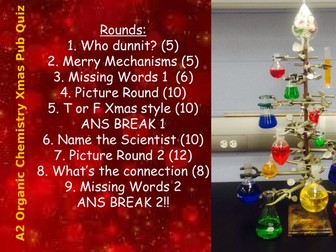 A2 A Level Organic Chemistry Revision quiz - Christmas themed!