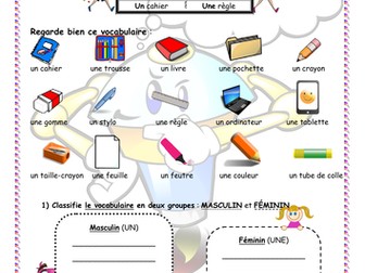 Two worksheets about "Masculin et féminin"