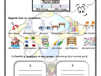 Worksheet about "le pluriel"