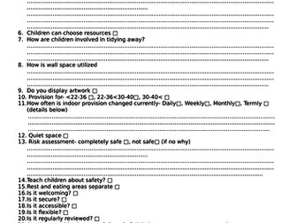 EYFS Environment Audit