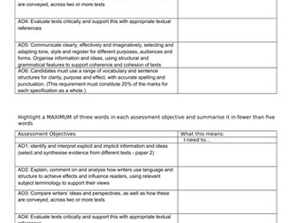 9-1 English GCSE exam practice schemelet