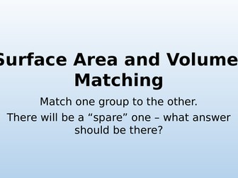 Surface Area and Volume Matching