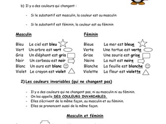 Worksheet about "Les couleurs"