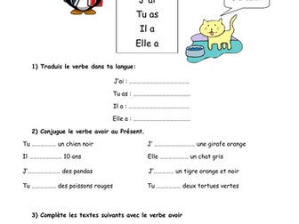 Worksheet about verbs "Avoir et être"