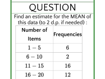 Mean from Grouped Data Treasure Hunt