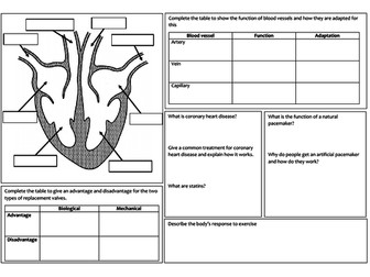 GCSE Biology revision mat - The heart