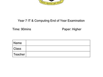 Year 7 Ict exam paper