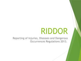 Health and Safety Presentation on RIDDOR