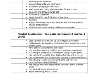 Characteristics of development from birth-8 years old | Teaching Resources