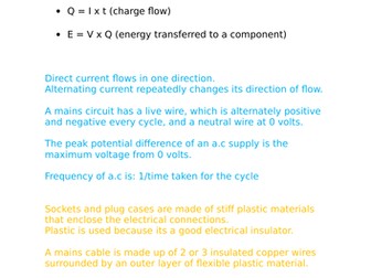 aqa gcse 9-1 physics revision pack : Chapter P5