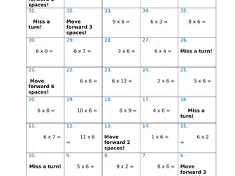 6 times table board game