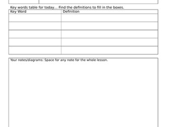 Blank Scaffolded class worksheet
