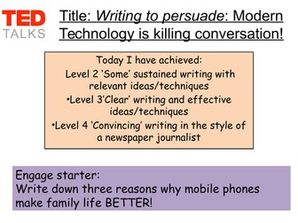 Paper 2 Q5 Ted Talks Writing Task 'Mobile phones are killing conversation'