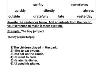 Adverbs worksheets