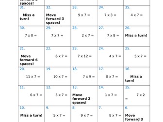 7 times table board game