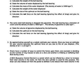 Materials - Density and Upthrust collection