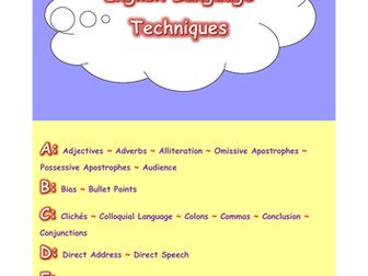 Glossary of English Language Techniques: GCSE, Functional Skills and TEFL/ESOL