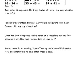 Addition, Subtraction, Multiplication, Division and Fraction Layering Worksheet