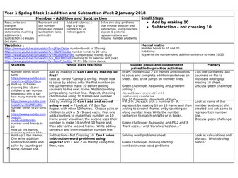 Y1 planning and resources for White Rose Maths Spring Block 1 week 2  Addition and Subtraction