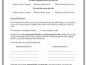 Healthy Eating - Fats - Research Lesson