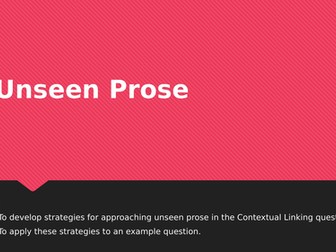Unseen Prose Question - A Level English Literature