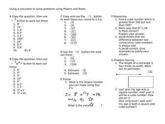 Using a Calculator with powers and roots