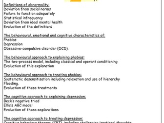 Psychopathology Revision Booklet - AQA Psychology