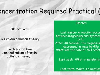 Concentration required practical 1 AQA