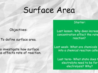 Rate of reaction- surface area