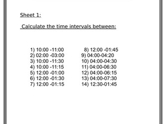 Calculating Time Intervals, Year 4 and 5