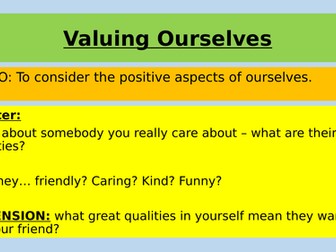 PSHE - Self worth/ confidence