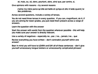 AQA GCSE French General Conversation Theme 1 preparation booklet