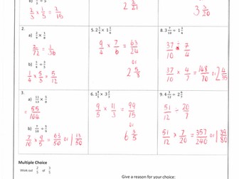 Multiplying and Dividing Fractions and Mixed Numbers Homework with Answers