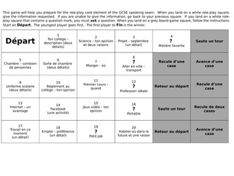 AQA GCSE FRENCH ROLE PLAY BOARD GAME