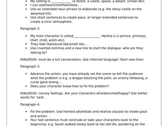 Planning sheet for story writing- KS2 Year 6 differentiated