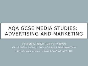 AQA GCSE MEDIA NEW SPECIFICATION CLOSE STUDY PRODUCT (CSP) UNIT OF WORK GALAXY CHOCOLATE